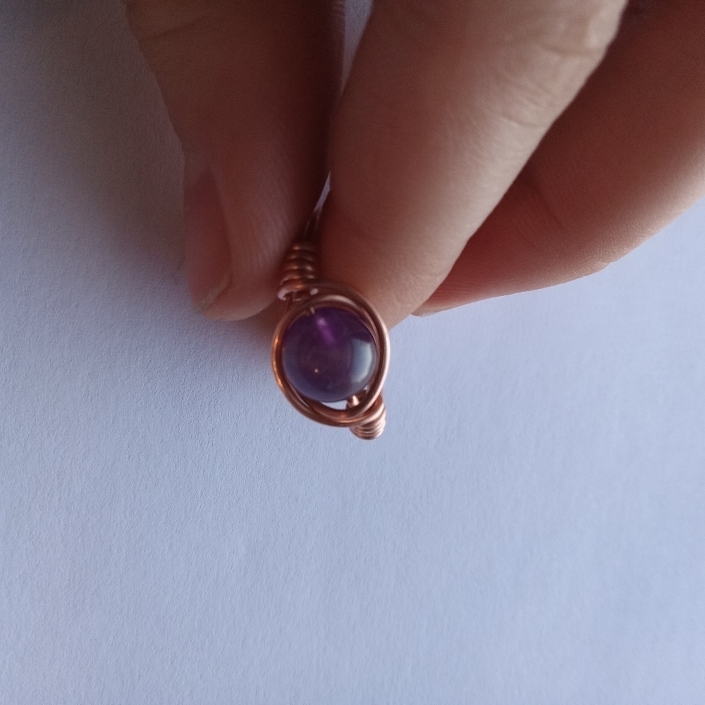 Amethyst wire wrapped ring size 8 - Picture 5 of 7